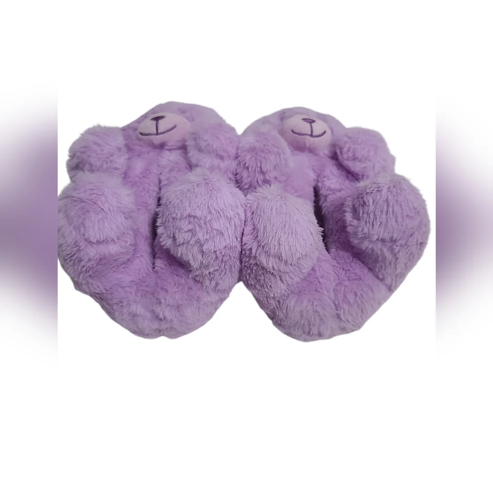 The Children's Place Toddler Purple Teddy Bear Slippers Size 8/9